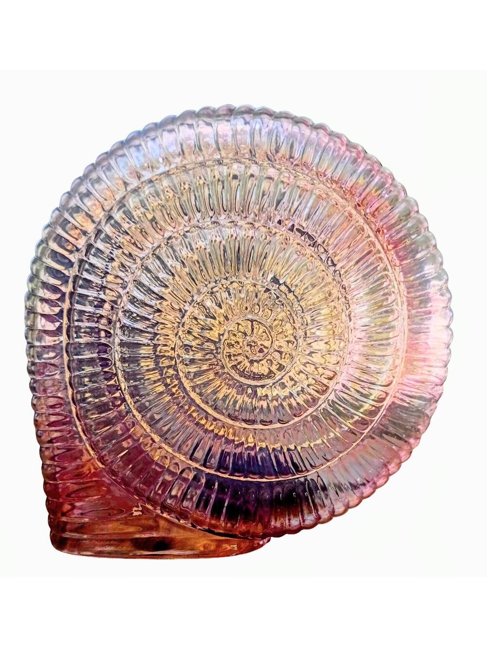 VTG Art Deco Cast Glass Skyscraper Shade/Fixture Cover Iridescent Pink Nautilus